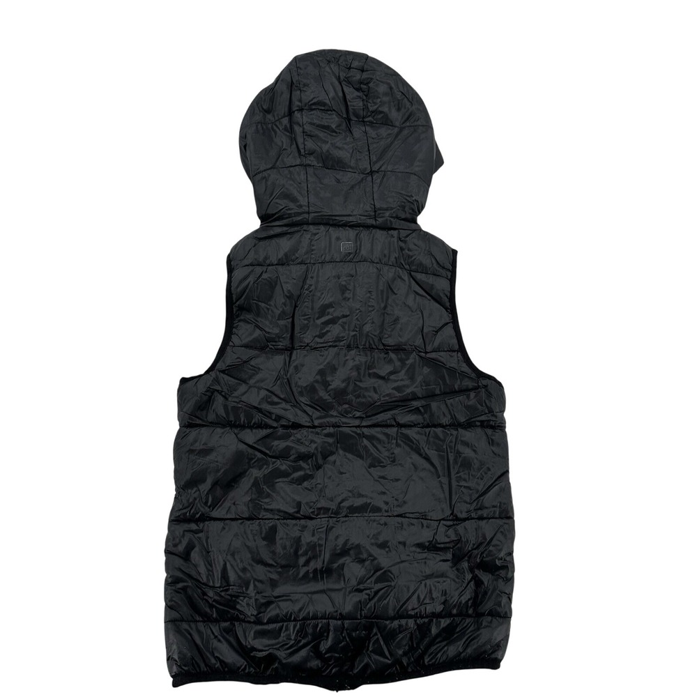 Coar Women  XS Black Puffer Vest with Hood Sleeveless Quilted Jacket Sleek Cozy